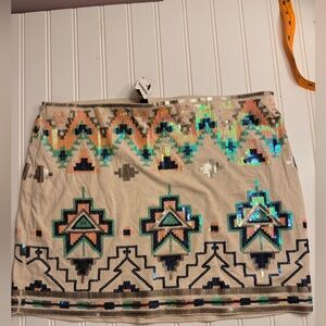 Express Multicolor Sequin Mini Skirt